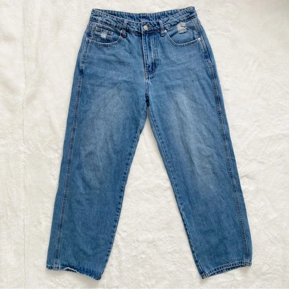 SHEIN | Blue high waisted straight leg jeans - Picture 2 of 7